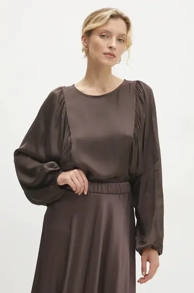 Halenka Answear.LAB dámská, hnědá barva, hladká