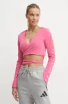 Kardigan adidas Originals dámský, růžová barva, lehký, JN3012