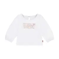 Dětské bavlněné tričko s dlouhým rukávem Levi's BATWING LS PUFF DETAIL TOP bílá barva, 1EL412