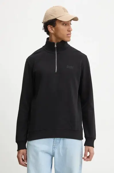 Mikina Superdry pánská, černá barva, hladká, M2013750A-02A