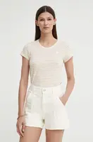 Bavlněné tričko G-Star Stripe eyben slim v t 2.0