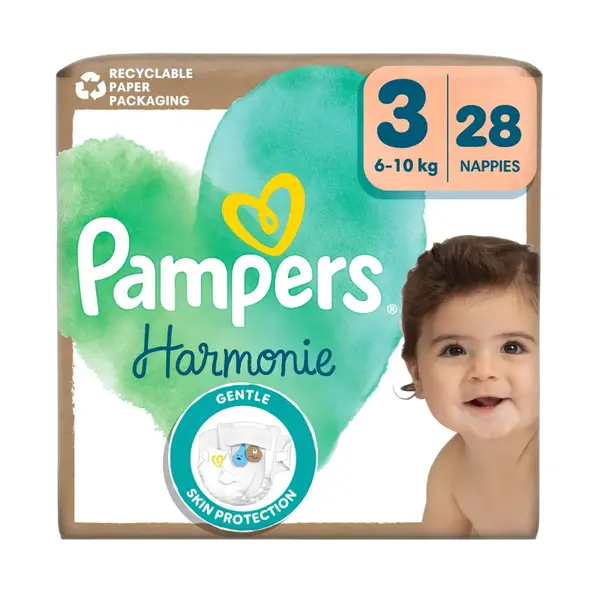 Pampers Harmonie vel. 3 6–⁠⁠⁠⁠⁠⁠10 kg dětské pleny 28 ks