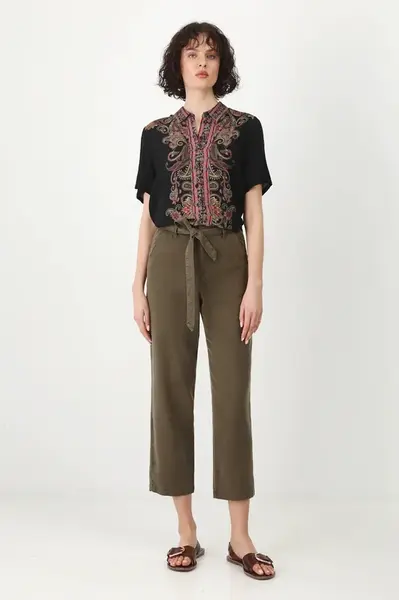 Kalhoty Medicine dámské, zelená barva, jednoduché, medium waist