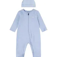 Dětský bavlněný overal Levi's LVN FOOTED COVERALL & HAT SET