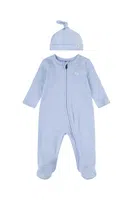 Dětský bavlněný overal Levi's LVN FOOTED COVERALL & HAT SET