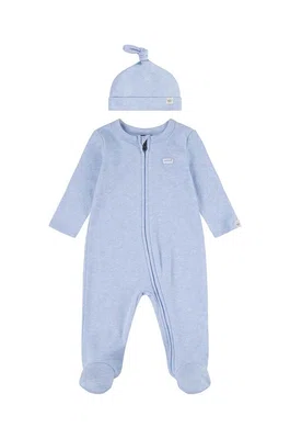Dětský bavlněný overal Levi's LVN FOOTED COVERALL & HAT SET