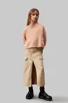 Dětská sukně Calvin Klein Jeans béžová barva, maxi, IG0IG02697