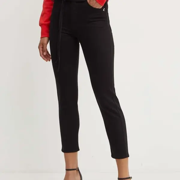 Kalhoty Patrizia Pepe dámské, černá barva, přiléhavé, high waist, 8P0652 D006