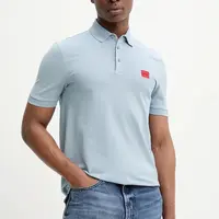 Bavlněné polo tričko HUGO modrá barva, s aplikací, 50490770