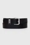 Kožený pásek Diesel B-GLOSSY LOOP BELT pánský, černá barva, X09797.PR227