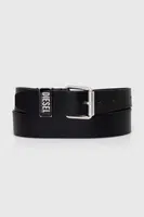 Kožený pásek Diesel B-GLOSSY LOOP BELT pánský, černá barva, X09797.PR227