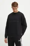 Bavlněná mikina EA7 Emporio Armani pánská, černá barva, hladká, PJOPZ.6DUM14