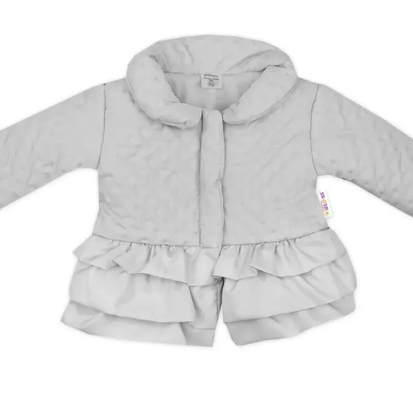 Baby Nellys Dětská přechodová bundička  s volánky, šedá, vel. 80