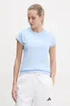 Bavlněné tričko adidas Essentials Linear modrá barva, JG8660