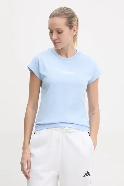 Bavlněné tričko adidas Essentials Linear modrá barva, JG8660
