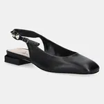 Kožené lodičky AGL Angie L Spike černá barva, na podpatku, s odkrytou patou, D557007PCSOFTY0000