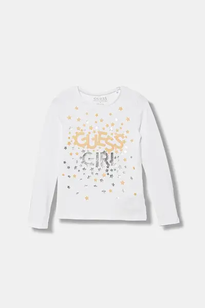 Dětské tričko s dlouhým rukávem Guess bílá barva, K5BI00 J1314