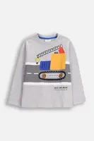 Dětské tričko s dlouhým rukávem s bavlnou Coccodrillo šedá barva, s potiskem, CITY BUILDER BOY KIDS