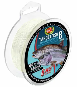 Wft splétaná šňůra targetfish 8 meerforelle forelle poloprůhledná - 0,08 mm 5 kg 180 m