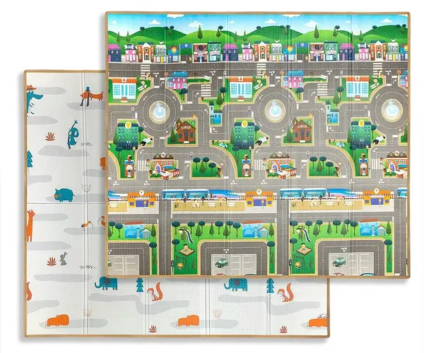 Milly Mally Oboustranná skládací pěnová podložka  197 × 177 cm - Play City and Fields