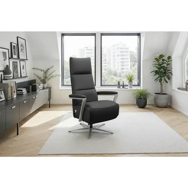 Sit & More RELAXAČNÍ KŘESLO, kůže, černá