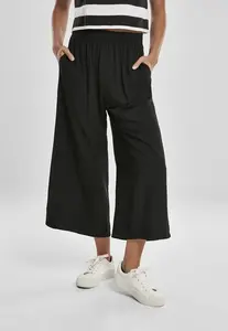 Dámské široké viskozové culottes černé