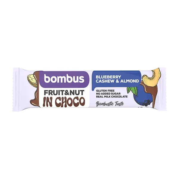 BOMBUS Fruit & nut borůvka ovocná tyčinka 40 g