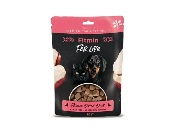Fitmin For Life dog &amp; cat mrazom sušené mäso Duck 10x30g | Maškrty pre psy