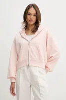 Bavlněná mikina Calvin Klein Jeans dámská, oranžová barva, s kapucí, hladká, LV047C216G