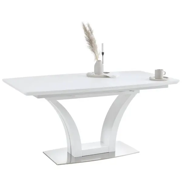 Novel JÍDELNÍ STŮL, bílá, barvy nerez oceli, 160-210/90/76 cm