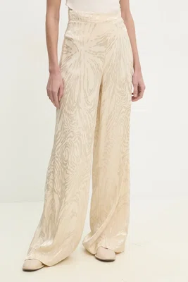 Kalhoty Answear.LAB dámské, béžová barva, široké, high waist