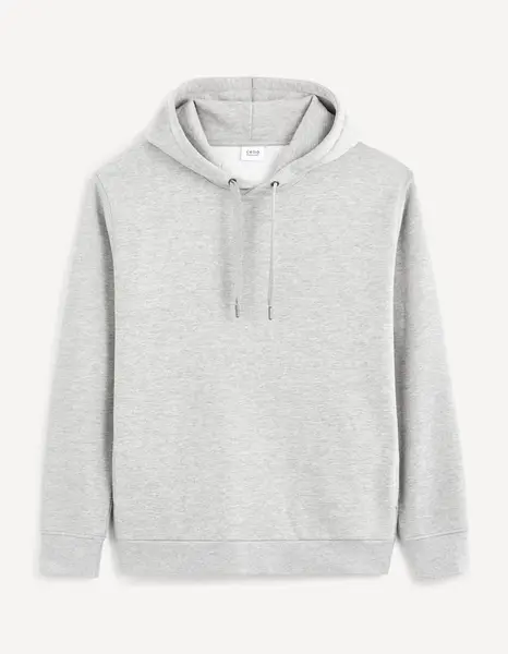 Šedá pánska basic mikina s kapucou Celio