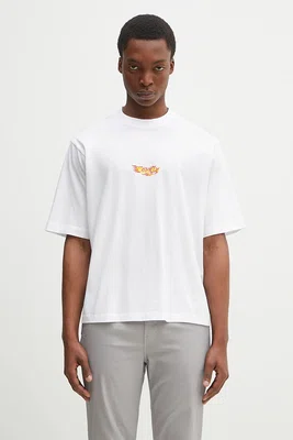 Bavlněné tričko Marcelo Burlon County Flame Boxy T-Shirt White Red bílá barva, CMAA05AS25JER0070125