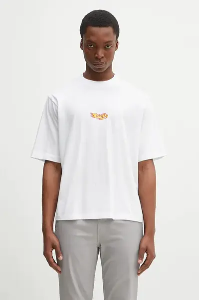 Bavlněné tričko Marcelo Burlon County Flame Boxy T-Shirt White Red