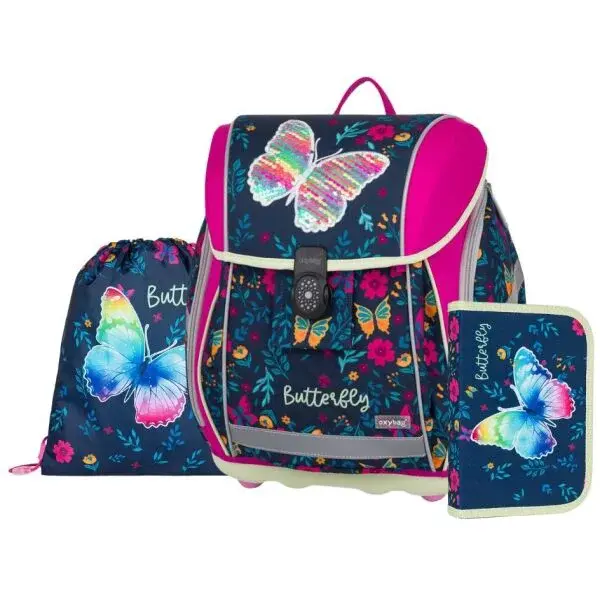 Oxybag BUTTERFLY 2 Školský ruksak, tmavo modrá, veľkosť