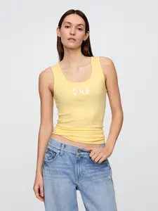 GAP Ribbed Tank Top with Logo - Women's