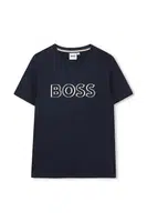 Dětské bavlněné tričko BOSS tmavomodrá barva, s potiskem, J52034