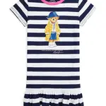Dětské bavlněné šaty Polo Ralph Lauren tmavomodrá barva, midi, 312957382001