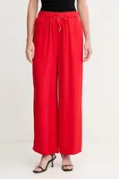 Kalhoty Calvin Klein dámské, červená barva, široké, high waist, LV044B932G