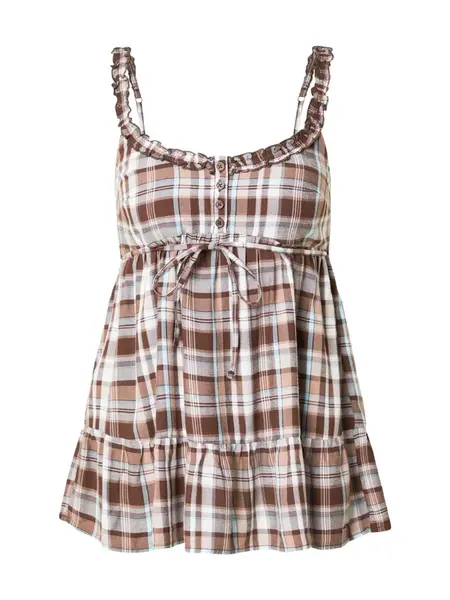 HOLLISTER Top  hnedá / biela