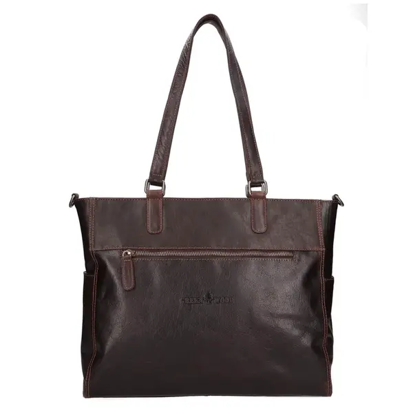 Dámska kožená kabelka cez rameno Greenwood Mila - tmavo hnedá