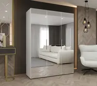 Šatní skříň Abi Marbella 3 Rozměry: 150 cm, Pásky / úchyty: Kašmír, Barva korpusu + barva dveří: Bílá + zrcadlo