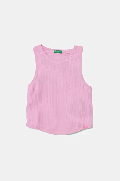 Dětský bavlněný top United Colors of Benetton růžová barva, 31H3CH01F