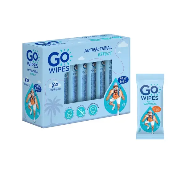 GoWipes Osvěžující vlhčené ubrousky s antibakteriálním účinkem Plastic Free 10x8 ks