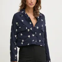Bunda se lněnou směsí Pepe Jeans GEORGINA tmavomodrá barva, PL402529
