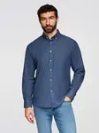 Ombre Men's patterned thin denim shirt with pocket - blue