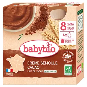 BABYBIO Kapsička krém kakao a krupička 8m+ 4 x 85 g