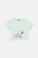 Dětské bavlněné tričko United Colors of Benetton zelená barva, s potiskem, 3X1SG10I9