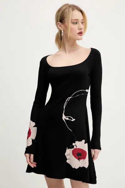 Šaty Desigual BRUJAS černá barva, mini, 25SWVK07