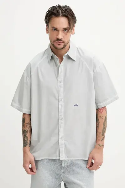 Bavlněná košile A-COLD-WALL* šedá barva, relaxed, s klasickým límcem, ACWMSH160